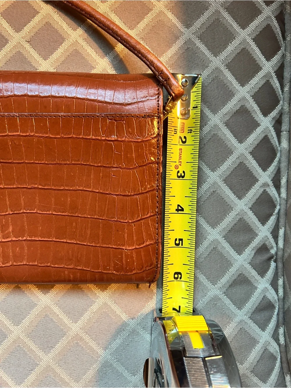 Vintage Etienne Aigner Brown Croc-Embossed Leather Crossbody Purse